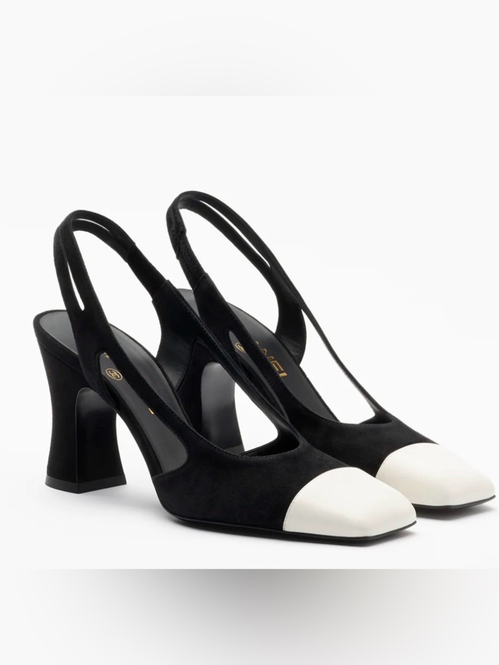 Chanel Fall Winter 2026 Suede Lambskin & Lambskin Black & White Slingback 39 NEW